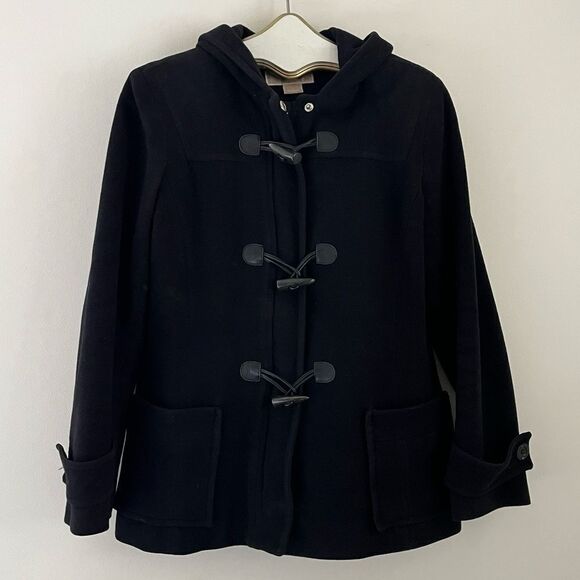 Michael Kors Black Wool Pea Coat Toggle Hood | Size 6 - Picture 2 of 11
